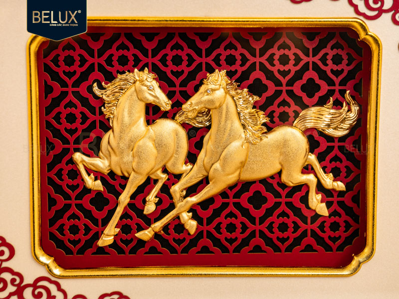 Tranh Song Mã Mạ Vàng 24k 34x27cm